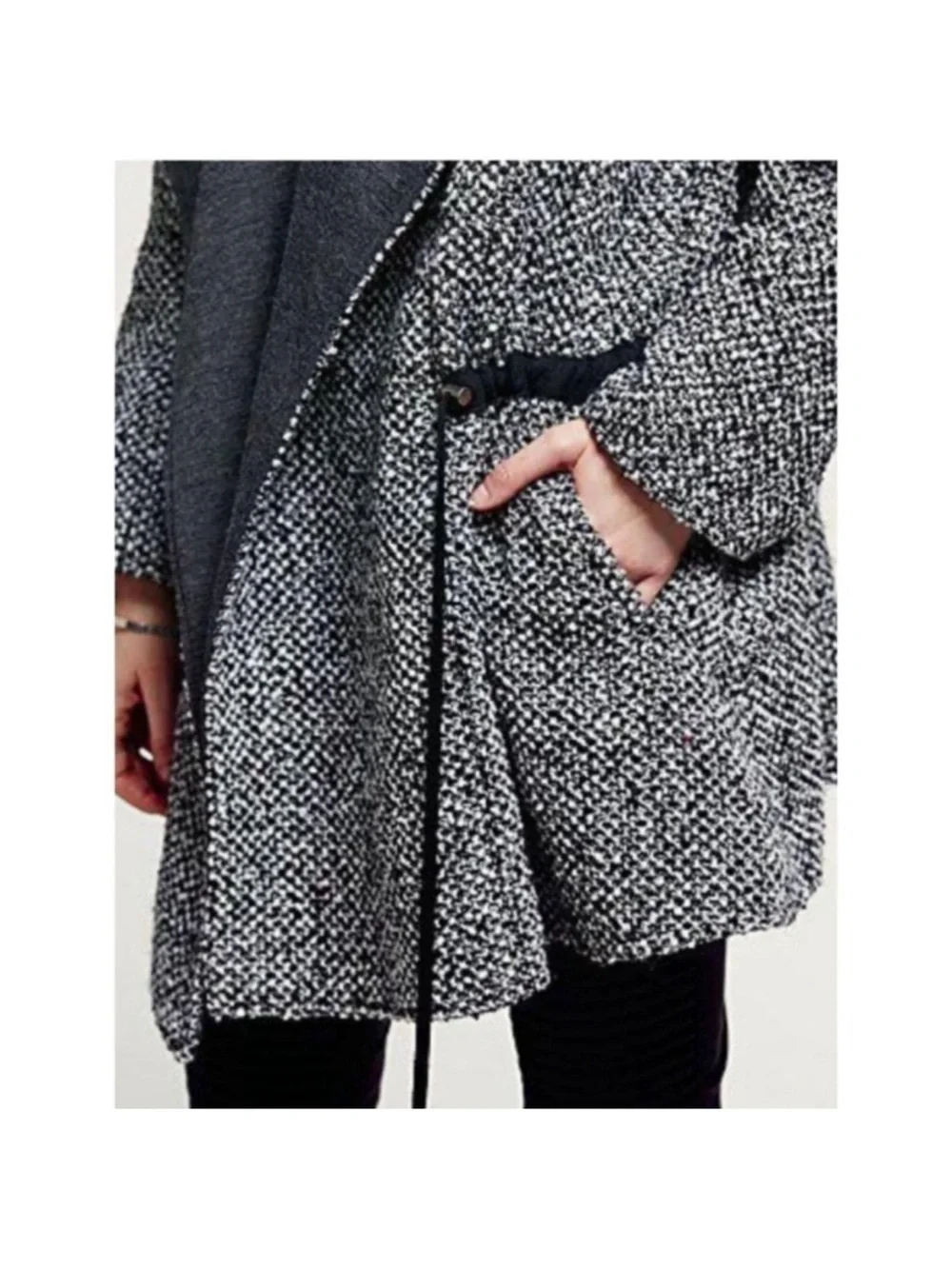 Free People Satellite Swing Women's Hooded Tweed Coat Size Small oversized boho